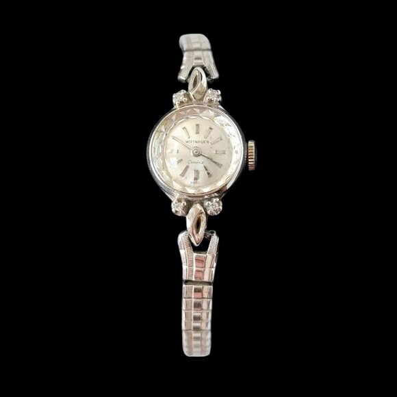 RARE Wittnauer Swiss 17 Jewels 10K Gold Filled Ladies Watch/4 Diamonds
